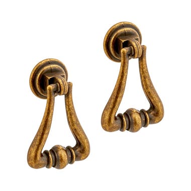 Pack of two Antique Brass Drop Pull Cabinet Handles, 53mm