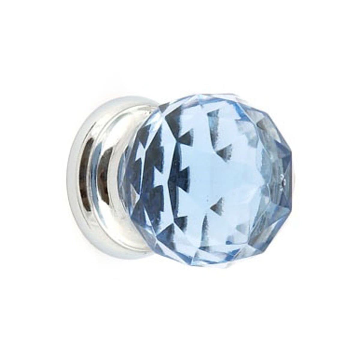 Glass Cupboard Door Knob 38mm Faceted Handle Chrome Plated Backplate 