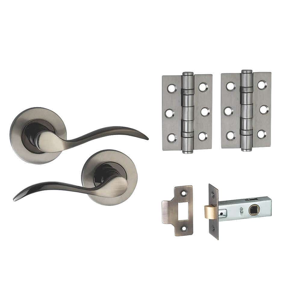 Indiana Style Chrome Duo Finish Lever Latch Door Handles Round Rose Modern  D7 