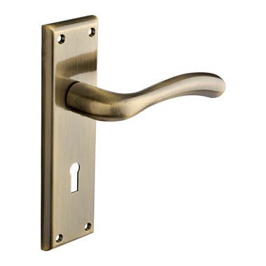 Minerva Lever Lock Door Handle - Antique Brass (Pair)