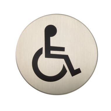 Disabled Symbol - 76mm Diameter - Satin Stainless Steel - Hardware Solutions
