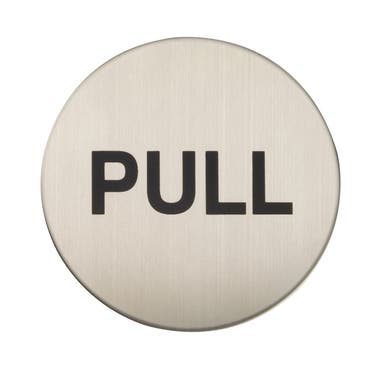 Pull Symbol - 76mm Diameter - Satin Stainless Steel - Hardware Solutions
