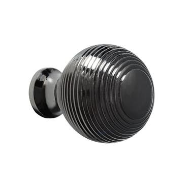 Reeded Solid Ball Cabinet Knob 30mm Black Nickel