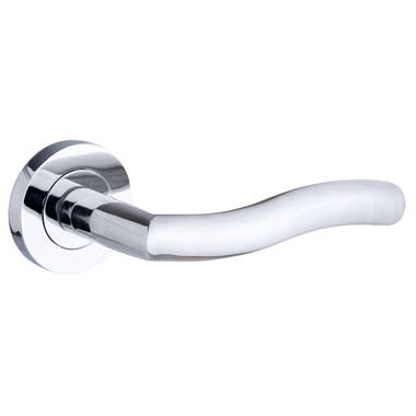 Spiral Lever On Rose Door Handle - Polished Stainless Steel 

