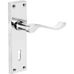 Victorian Scroll Key Lock Long Polished Chrome Door Handle (Set of 2)