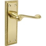 Georgian Scroll Lever Latch Long Solid Brass Door Handle - Polished (Set of 2)