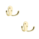 Standard Double Robe Wide Hook - Brass Plated - Pack of 2