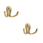 Wide Double Robe Hook - Antique Brass - Pack of 2