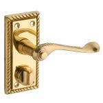 Georgian Scroll Lever Privacy Gold Door Handle - Polished Solid Brass (Pair)