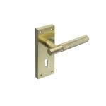 Marylebone Knurled Lever Lock on Backplate - Brushed Brass  Pair